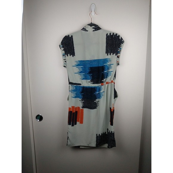 Presley Skye Dress Abstract Sleeveless Pockets Tie Waist Midi Silk Size XS - Picture 2 of 11